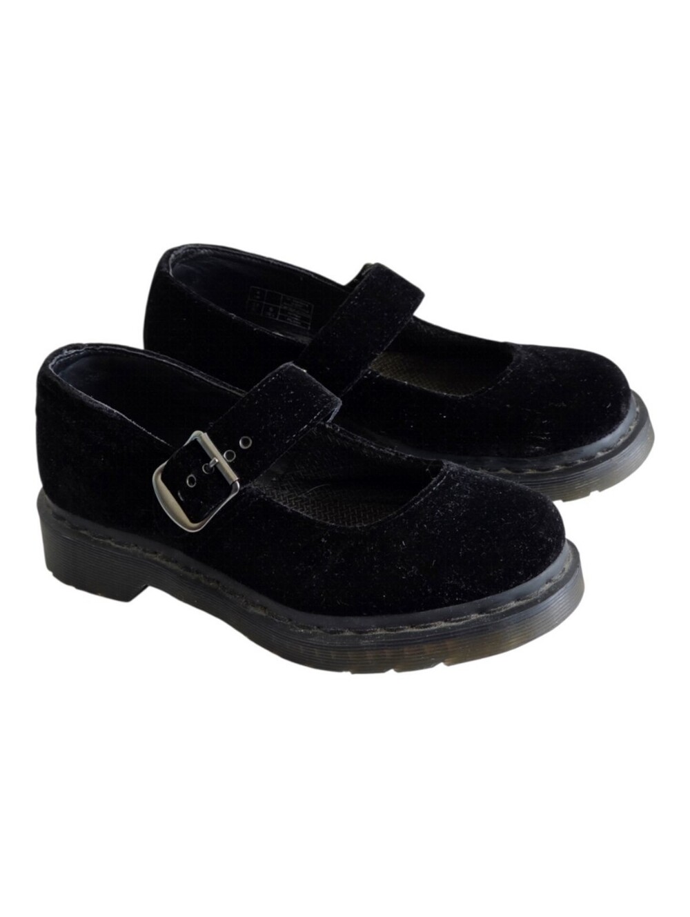 Black Velvet Mary Jane Shoes with Buckle Strap Size 6